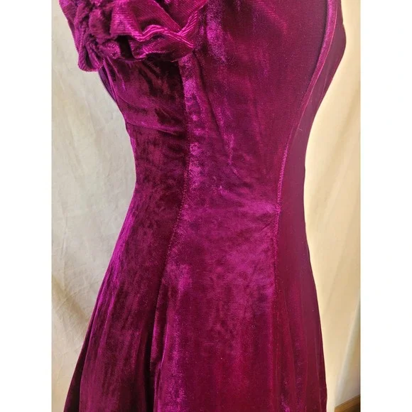 Vintage 80s Off The Shoulder Fit Flare Mini Dress Magenta Size XS Poofy Party - Picture 6 of 15